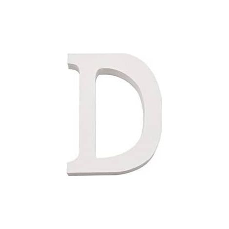 Letra D madera decorativo 11 cm  Blanco (1/3)