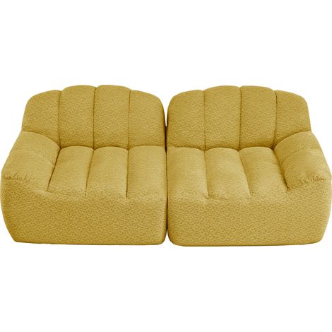 ELVMI Sofá modular 2 plazas sin estructura con asiento amplio y reposabrazos ergonómicos en polar granulado amarillo (1/5)