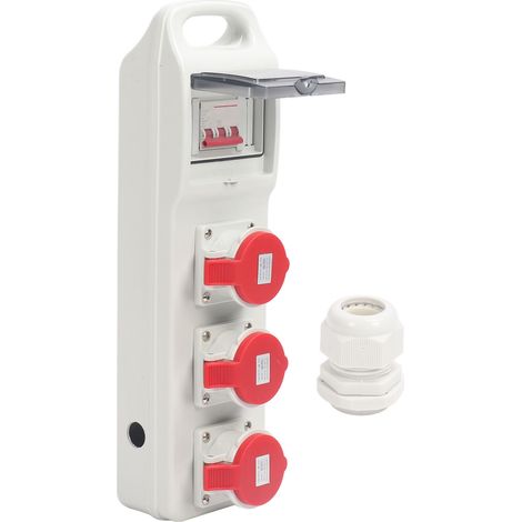Distributeur d'énergie portable IP44 étanche avec disjoncteur, 3 prises, boîtier de répartition AC220-415V 16A. (1/5)
