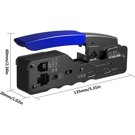 Pince À Sertir RJ45 - Compatible CAT5 CAT5E CAT6 CAT6A CAT7 - Pour Connecteurs Réseau 8P8C 6P6C 6P4C - Universelle Avec Vis De Réglage - 1 Pièce (1/5)