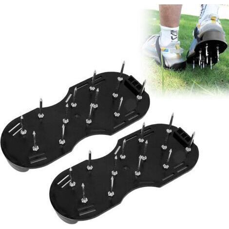 Chaussures à clous pour aération de pelouse – 13 pointes en métal – Taille réglable – Installation rapide – Pour sol compacté et chaume (1/5)