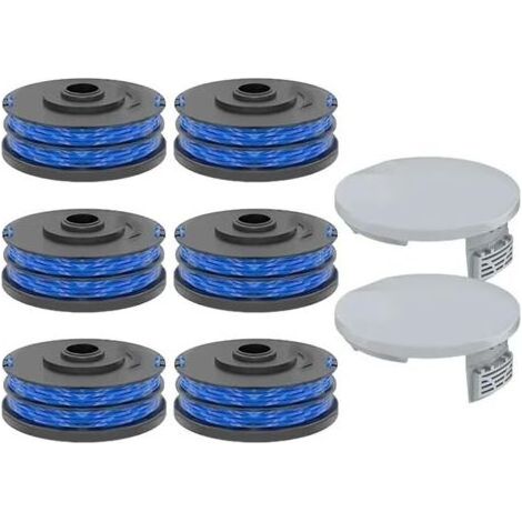 Lot de 6 bobines de fil de rechange pour débroussailleuses RLT4027, RLT5027, RLT6030, RLT6130, RLT3525, RLT183225. Pièces de rechange pour couvercles de bobines.