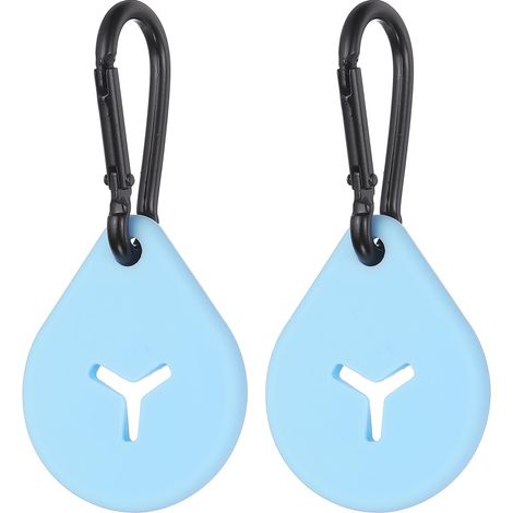 Attache-sacs à déjections canines, support de sac à déjections canines avec clip pour distributeur, mains libres, léger, durable, en silicone (bleu ciel, lot de 2).-AquaForge (1/5)