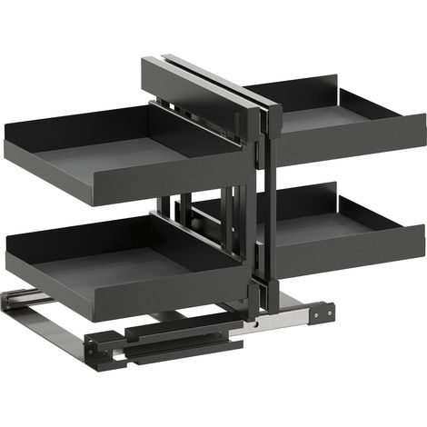 Vauth Sagel VS Cor Flex Eckschrank Auszug Set Essentio für Küchenunterschränke mit KB 1200mm inklsusive Ablage mit Antirutschmatte, lava