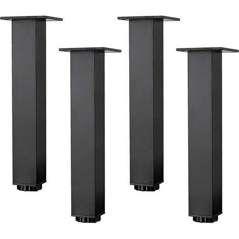 Pieds de meubles réglables en hauteur – pour canapé, table basse, meuble de salle de bain – 30 cm, réglables de 1 à 15 mm. 4 pièces, noir (1/5)