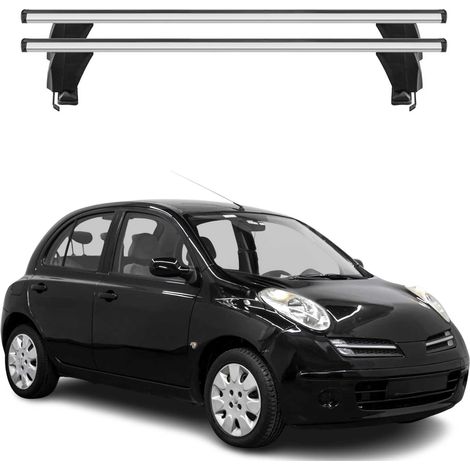OMAC Dachträger Querträger Alu für Nissan Micra III 2002-2010 5Tür – Abschließbar – T-Nut – City-Crash-getestet – Max. 50 kg Silber (1/5)