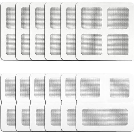 Lot de 12 patchs de réparation pour moustiquaire de fenêtre - 3 tailles - Imperméables - Durable - En fibre de verre - Pour couvrir les trous de porte et de fenêtre (1/5)