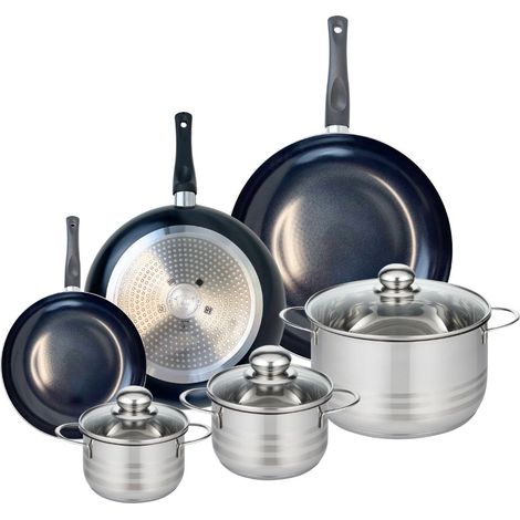 Ensemble de 3 Poêles de cuisson 20, 28 et 32 cm et 3 faitouts 14, 16 et 24 cm Elo Prima Brillant (1/5)