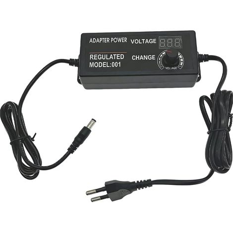 Adaptateur Alimentation Réglable 3-12V 5A avec Écran LCD, Adaptateur Secteur Réglable Universel, Bloc d'Alimentation AC/DC 60W pour LED, Caméra IP, Routeur, Ventilateur USB, Disque Dur, 100-240V à DC (1/5)