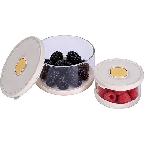 Boîte de Rangement pour Fruits 33,8 oz 11,8 oz Récipient en Verre avec Couvercle Valve d'Évacuation Boîte Hermétique Polyvalente Organisateur Frigo Peut dans Cuisine Stocker Fruits Collations Légumes (1/5)