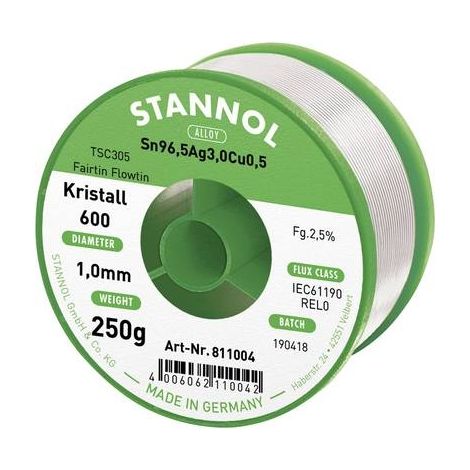 Stannol Kristall 600 estaño para soldar plata 250 g