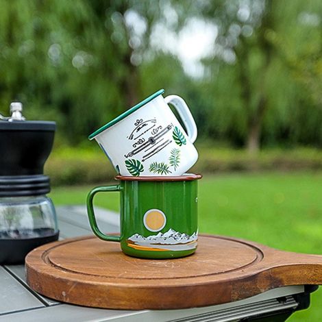 Dicker Vintage-Emaillebecher für Camping, Kaffeebecher, lustiges Geschenk für Büro, Zuhause oder Outdoor-Aktivitäten (1/5)