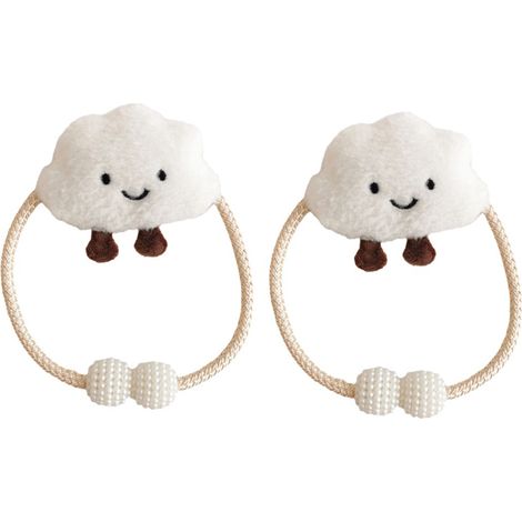 BEBUSINGOTO Paquete de 2 alzapaños para cortina con diseño de nubes de dibujos animados con cuerda, soporte para cortina con nubes 3D para decoración de habitación infantil, color blanco (1/5)