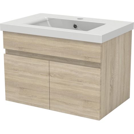 Aica Ensemble de meuble Salle de Bain de rangement + 2 portes ouvrantes, sans vasque, 59 x 38,5 x 40 cm, Blanc (1/5)