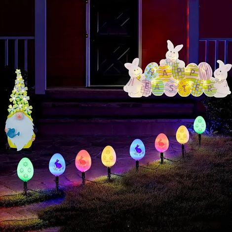 Luminaire Solaire Pour Décoration De Pâques - Œufs En Forme De Stakes Avec 20 LED - Étanche IP55 - 8 Modes D'éclairage - 16,5 Pi (1/5)