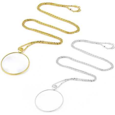 Pieces 5X Monocle Magnifying Glasses with Alloy Necklace Pendant Chain for Books, Journals, Reading, Cosplay Accessories