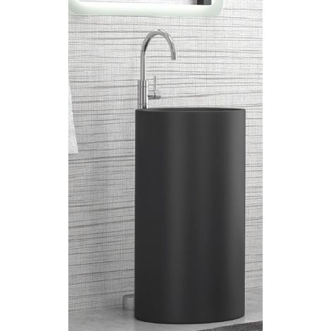 Lavabo totem MILOS 82x44 cm en solid surface-Noir-44 -- (1/2)