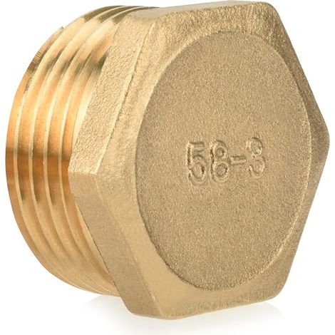 Bouchon laiton 1" filetage extérieur capuchon de tuyau raccords hexagonaux en laiton bouchon aveugle en laiton bouchon (1/5)