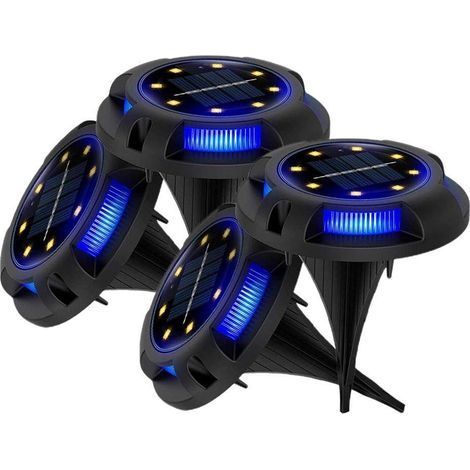 4Pack 12 LED Jardin Solaires Encastrables pour Pelouse Terrasse Chemin (1/5)