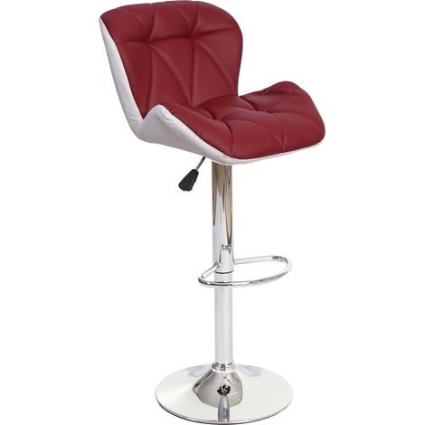 Taburete de bar silla alta regulable en altura en estructura de acero cromado sintético color burdeos 040001233