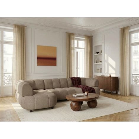 BOBOCHIC - Canapé d'angle L convertible avance-recule électrique LOVELY tissu chenille Angle gauche Taupe (1/5)