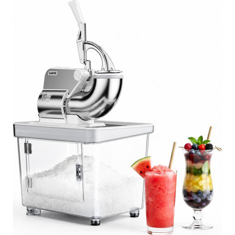Broyeur à glace électrique 350 W 4 lames en acier inoxydable 300 kg/h Bac à glaçons 50 L Pour bars, restaurants, cocktails, smoothies et slushies - Blanc (1/5)