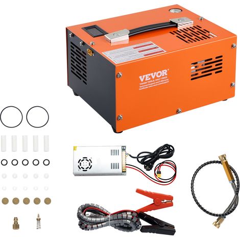 Compresseur d'Air PCP Portable 30 MPa avec Convertisseur Externe Arrêt Manuel CC 12 V/CA 230 V Pompe Réservoir Paintball Sans Huile Sans Eau pour Pistolet à Air, Bouteille de Plongée Sous-marine (1/5)