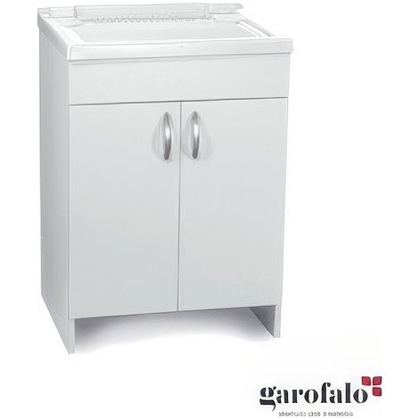 Mobile Lavatoio in Kit Bianco 60 x 50 x h 84 cm a 2 Porte con Sifone Madeira