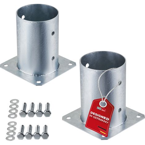 SOTECH Bodenanker zum Aufschrauben Stahl feuerverzinkt optimal für Garten oder Terrasse, Pfostenträger für Rundholz (rund Ø 100 mm) 152 mm Höhe, 2 Stück