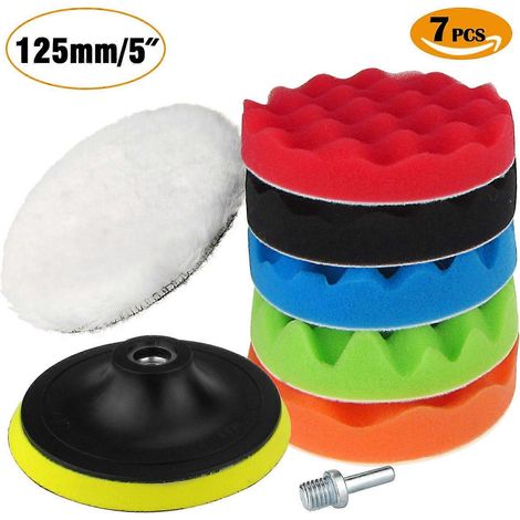 Tampons de polissage Autolock en pouces, lot de 5, tampons en mousse gaufrée, kit de tampons en laine pour plateau de 5 pouces, polisseuse de voiture, polissage de bateaux (1/5)
