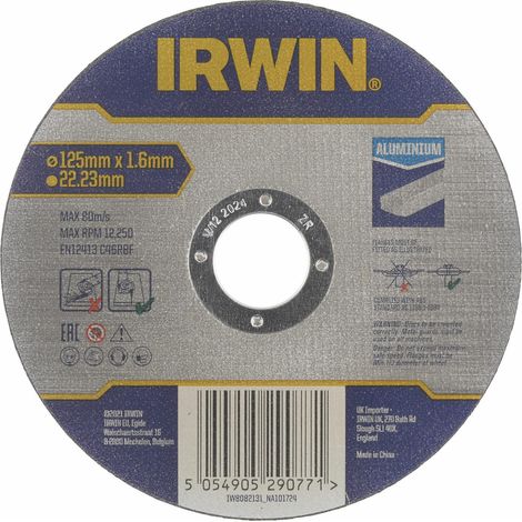Irwin tarcza do cięcia aluminium płaska 125mm x 1,6mm x 22,23mm