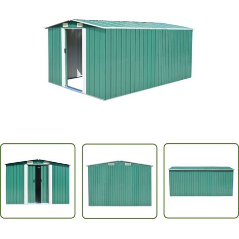Abri de jardin Stockage extérieur 257x392x181 cm Métal Vert 13664 (1/5)