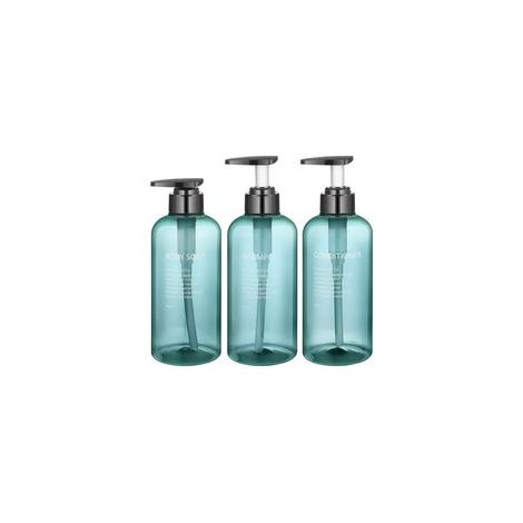 3 Pièces Flacon Pompe Vide, 500ML/16,9oz Flacon Pompe Rechargeable, Bouteille Shampoing Vide pour Gel Douche Conditionneur Lotion (Bleu) (1/5)