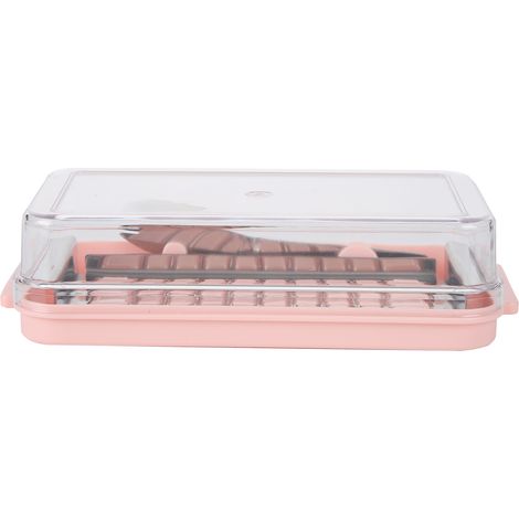 Boîte à beurre en acier inoxydable avec couvercle transparent, idéale pour la cuisine (châssis rose). (1/5)