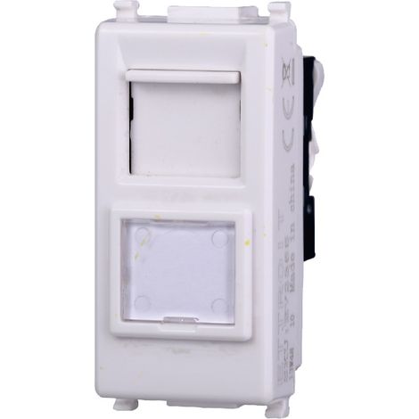 Presa rete dati RJ45 UTP cat.5e compatibile Vimar Plana colore bianco Ettroit EV2355