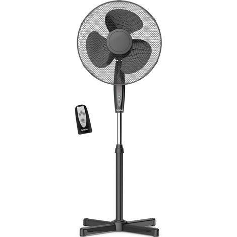 Briebe FN122397 Ventilateur sur Pied Silencieux, Télécommande, Minuterie jusqu'à 7,5 Heures 45W Noir