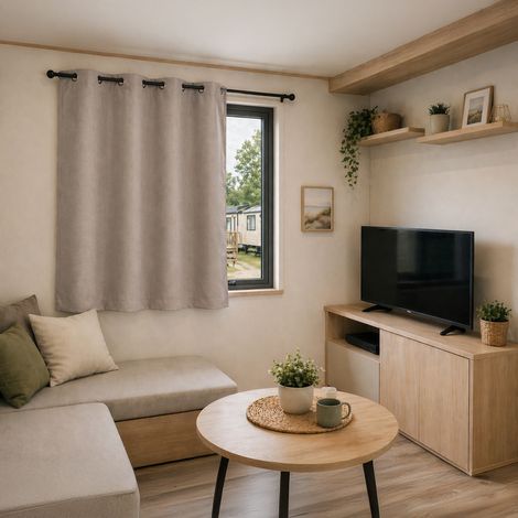 Rideau mobil home 100% occultant fenêtres et baies vitrées Taupe 135x140 cm