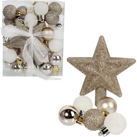 Set di 30 palline di Natale in plastica con punta a stella - Oro (1/5)