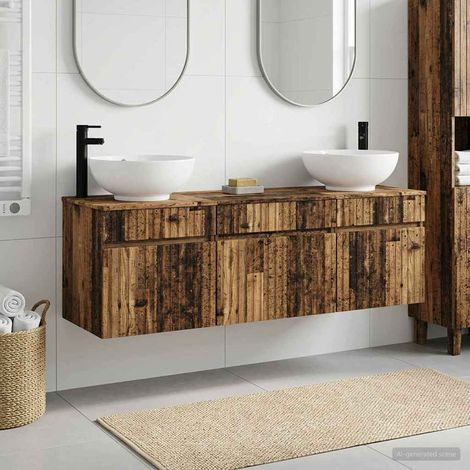 vidaXL Bathroom Cabinet Set 3 pcs Old Wood 49 x 44.5 x 66.5 cm (1/5)