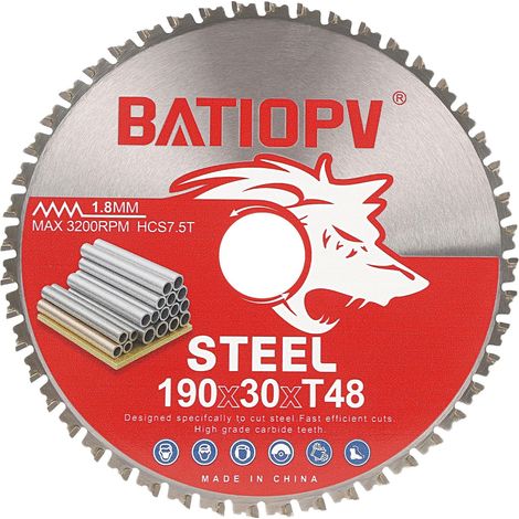 Lame de Scie Circulaire 190 x 30 mm \u2013 Idéale pour le métal (acier doux, fer, aluminium, tubes) 48 dents \u2013 Disque scie circulaire 190 Compatible Bosch, Makita, Einhell (1/5)