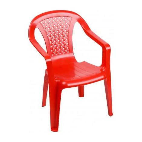 Chaise enfant Camelia rouge en plastique avec accoudoirs – Dimensions 38 x 38 x 52 cm – Confortable et légère pour intérieur et extérieur (1/2)
