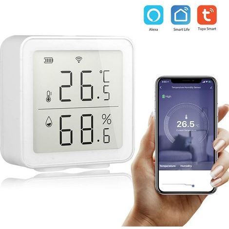 Tuya WIFI Wireless-Thermometer, intelligenter Temperatur-Feuchtigkeitssensor, kompatibel mit Alexa und Google Home (1/5)