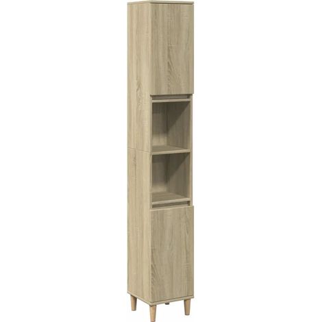Mueble de baño con almacenamiento abierto y compartimentos 30 x 30 x 190 cm madera de roble Sonoma 020049708 (1/5)