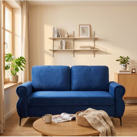 Sofa (173,5 cm), abgerundete Kanten, ergonomische Sitzhöhe, Taschenfederkern und HR-Schaum, Metallfüße, Polyester, Blau (1/5)