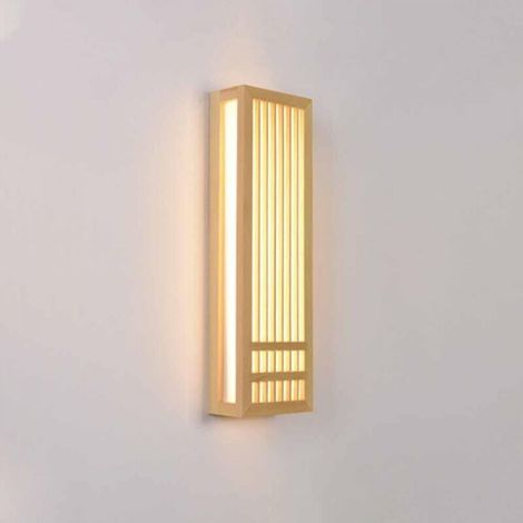 Japanese retro wall sconce, creative rectangular wooden wall sconce with acrylic lampshade, simple personalized bedside wall sconces, wall sconce lighting - light c (1/5)
