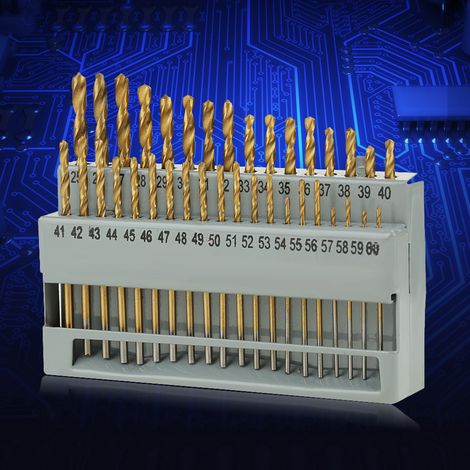 Coffret de 60 forets hélicoïdaux en acier rapide, coffret d'outils de perçage, emballage en boîte métallique noire. (1/5)