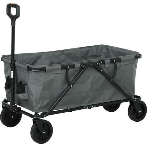 Carrito de jardín plegable, capacidad de 160 l, carga de 120 kg, gris oscuro