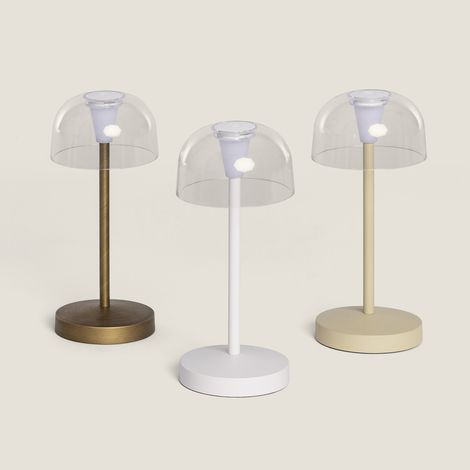 Lampe à Poser LED Portable Extérieur Métal avec Batterie Rechargeable Lendora Blanc (1/5)