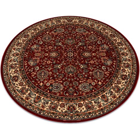 Wollteppich KASHQAI 4362 302 Kreis Ornament rotwein / beige red rund 120 cm