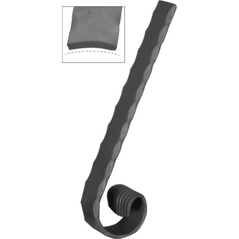 Crosse de main courante pleine martelée et bombée -Hauteur 100mm largeur 40mm épaisseur 8mm - Fer forgé - À souder - DECO FER FORGE (1/2)